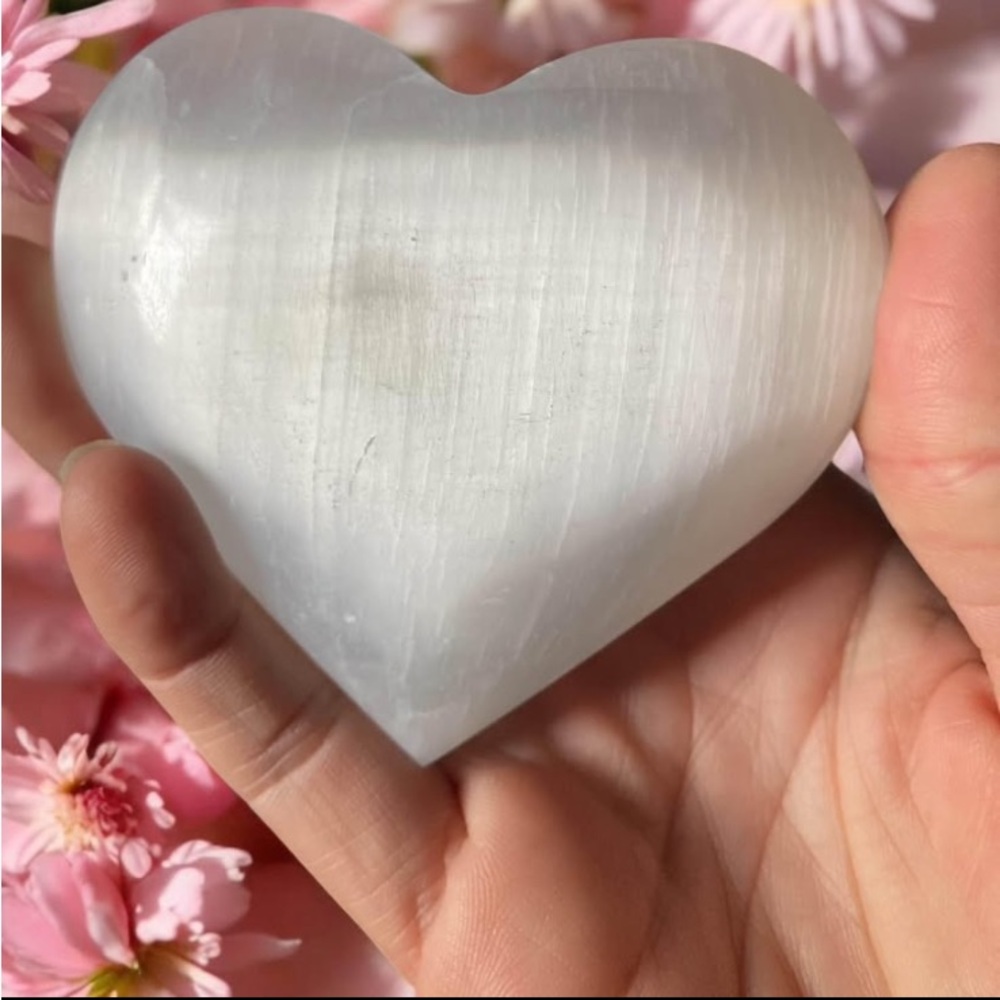 Selenite heart crystal